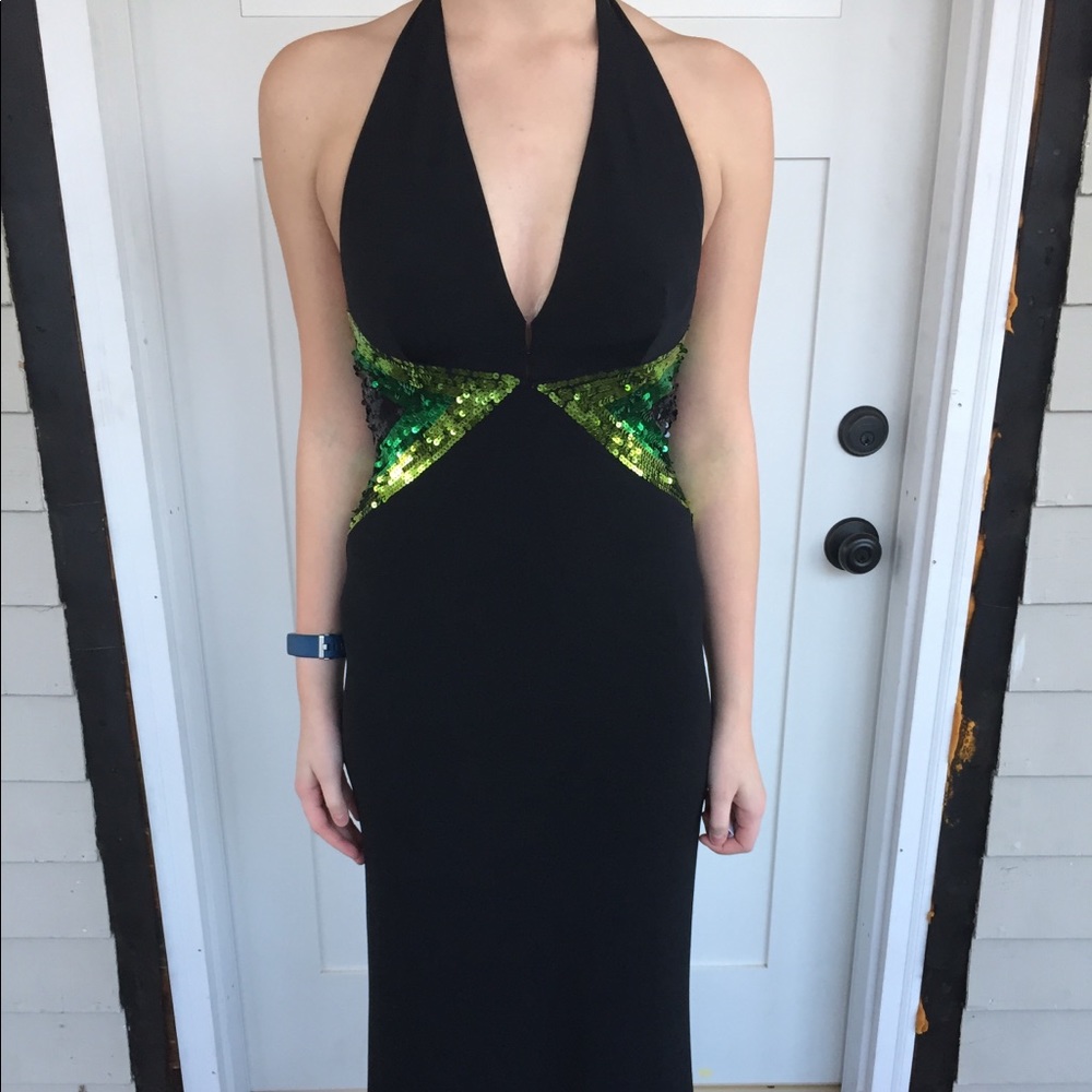 Black and Green Prom Dress